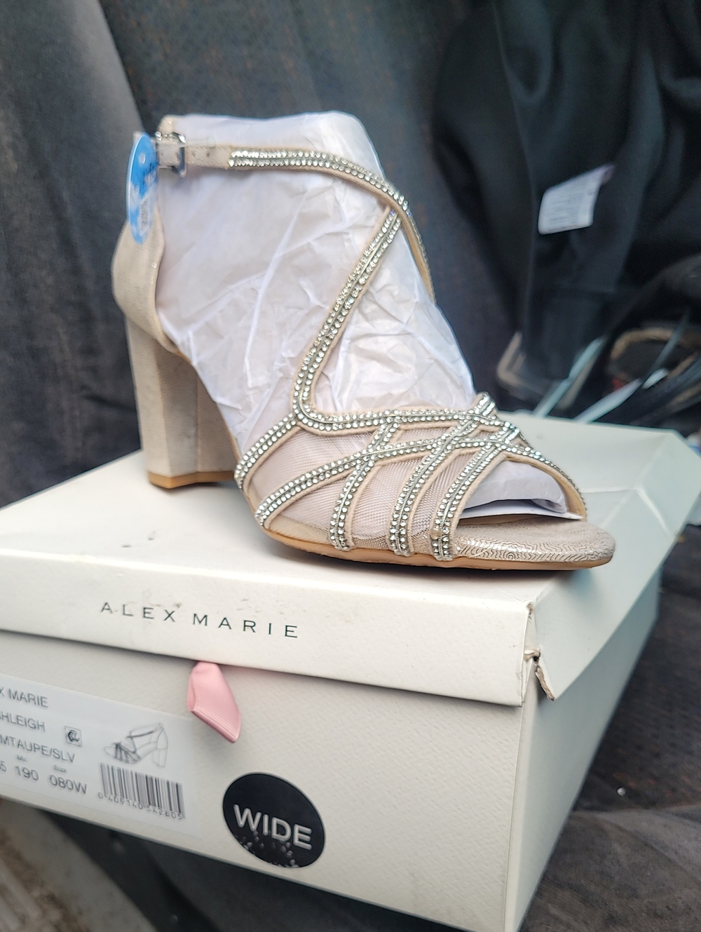 Alex Marie Hashleigh warm Taupe /silver Crystal-Strap Dress Heels